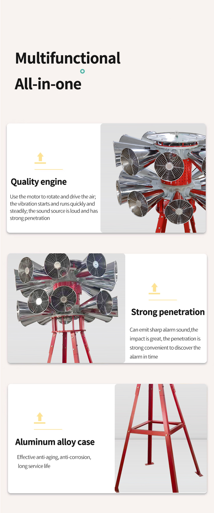 브래킷 다기능이있는 수직 듀얼 헤드 알람 