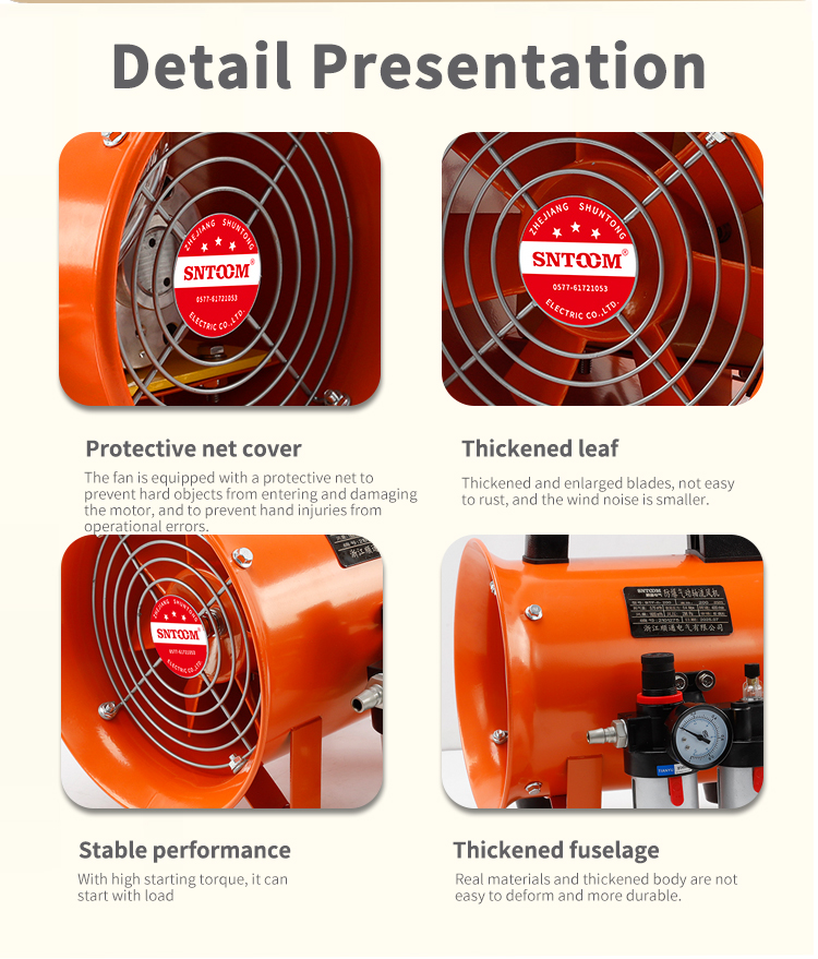 BTF-II-2000 폭발 방지 공압 축 흐름 팬