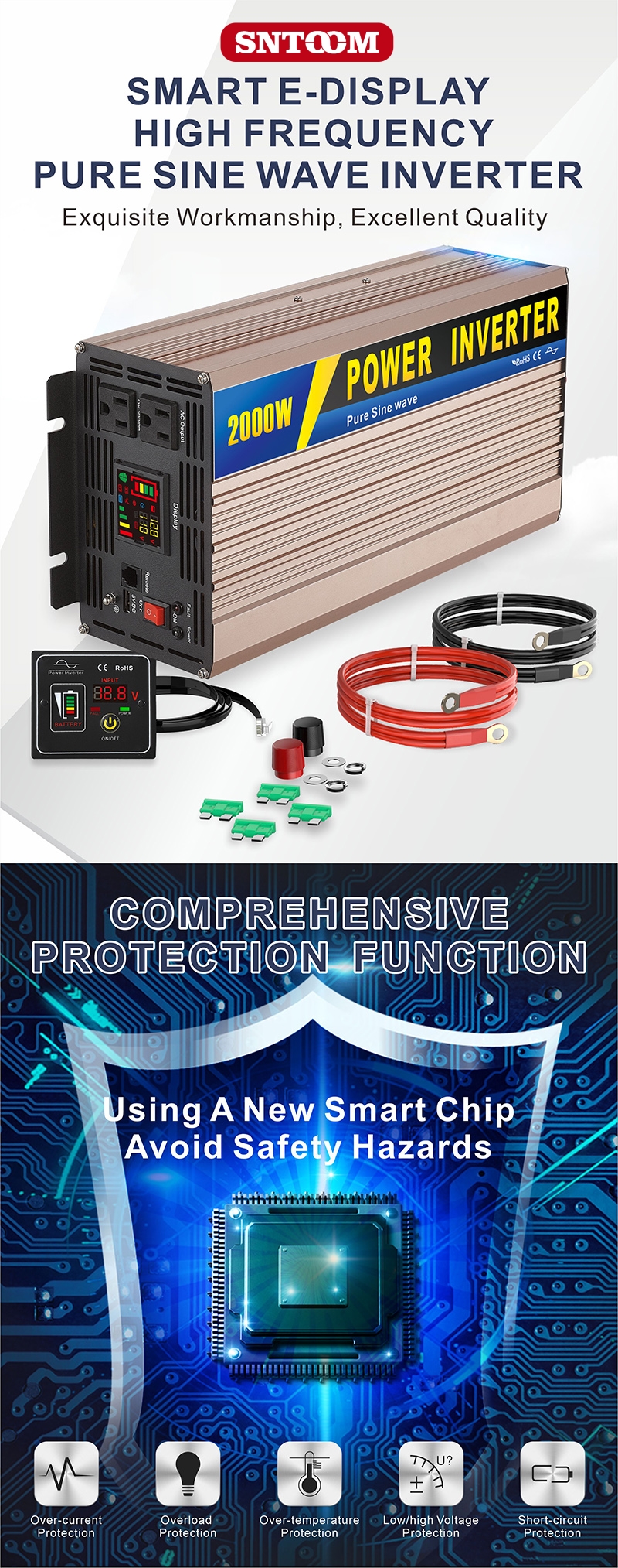 스마트 e- 디스플레이 고주파 순수 사인파 인버터